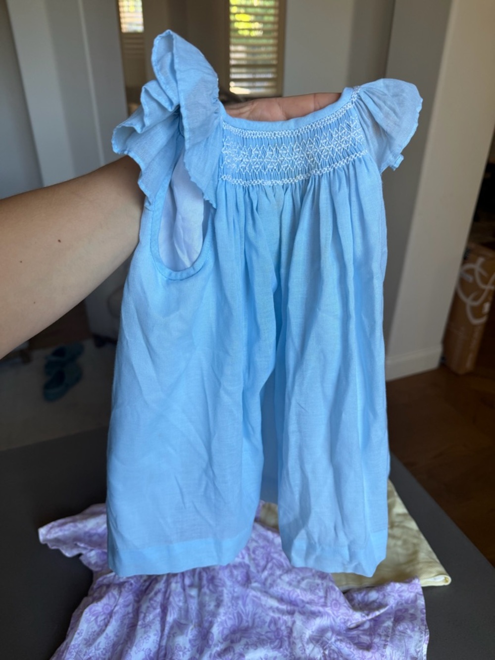 Lyle & Scott Light Blue Smocked Girls Dress